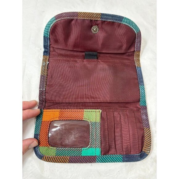 KAVU Big Spender Wallet Womens Patchwork Trifold Logo 7.5"x4" Snap Zip Checkbook - Picture 3 of 4